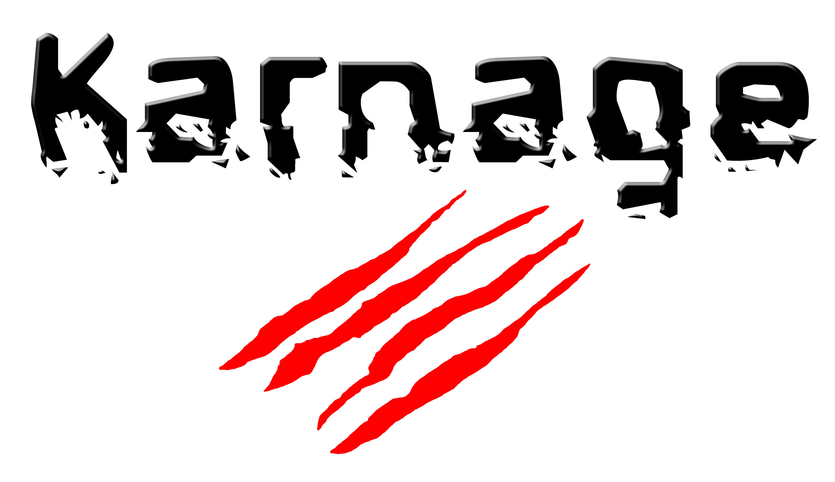 Karnage logo Black text red claws